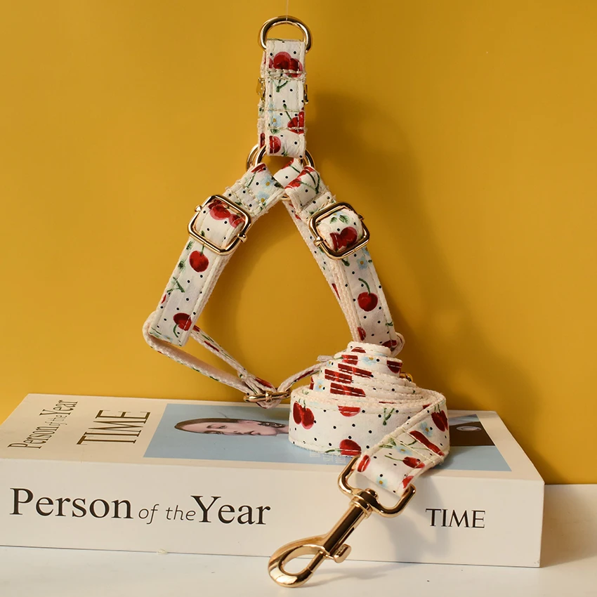 Arnés con estampado de frutas para perro, correa básica con hebilla ajustable, tela de algodón para perros pequeños y grandes - imagen 2