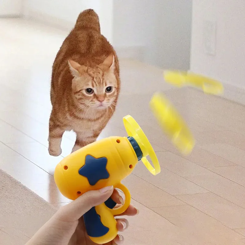 Lanzador discos voladores para gatos – Juguete interactivo persecución