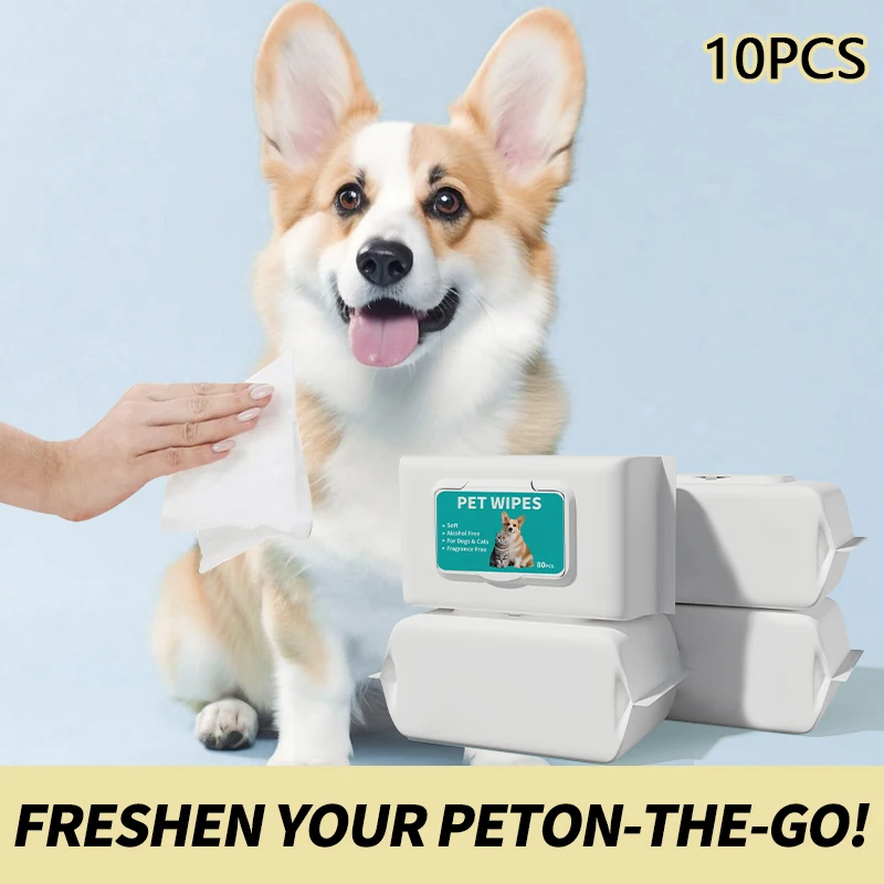 Toallitas desechables para mascotas, fórmula de agua pura, cuidado de mascotas, limpieza de salud para perros y gatos, toallitas desodorantes de un solo uso, 10 Uds.