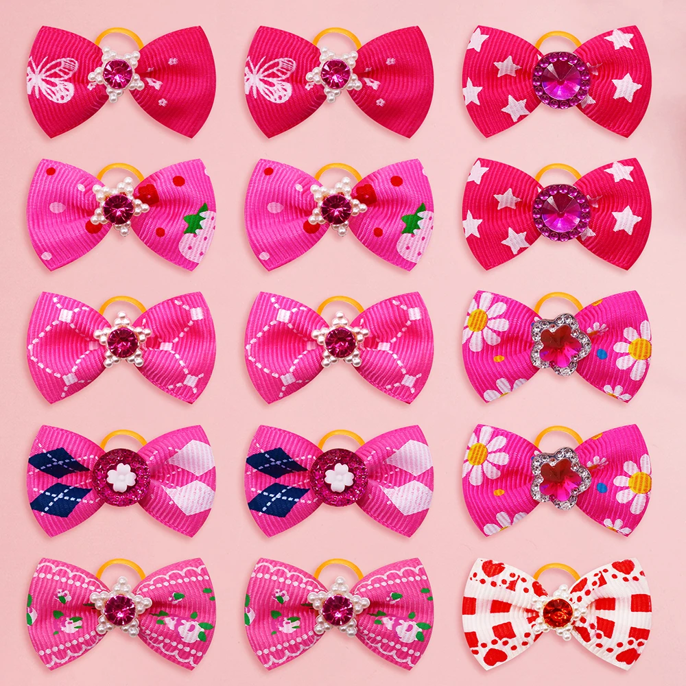 100 Uds. Por pares de lazos para el pelo de perros pequeños, lazos de diamantes de perlas para perros, lazos para perros pequeños, accesorios para el cabello para perros, accesorios para el cuidado de perros - imagen 4