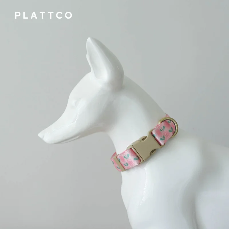 PLATTCO-Collar de nailon personalizado para perro, Collar de lujo para perros pequeños y grandes, con nombre, diente de león rosa, PDC356 - imagen 3