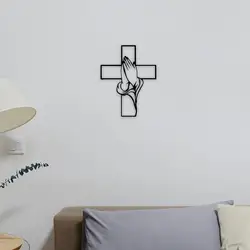 Cruz de hierro artística para colgar en la pared, objeto de escultura moderno, decoración Interior para el hogar, oficina, dormitorio, centro de mesa de oración