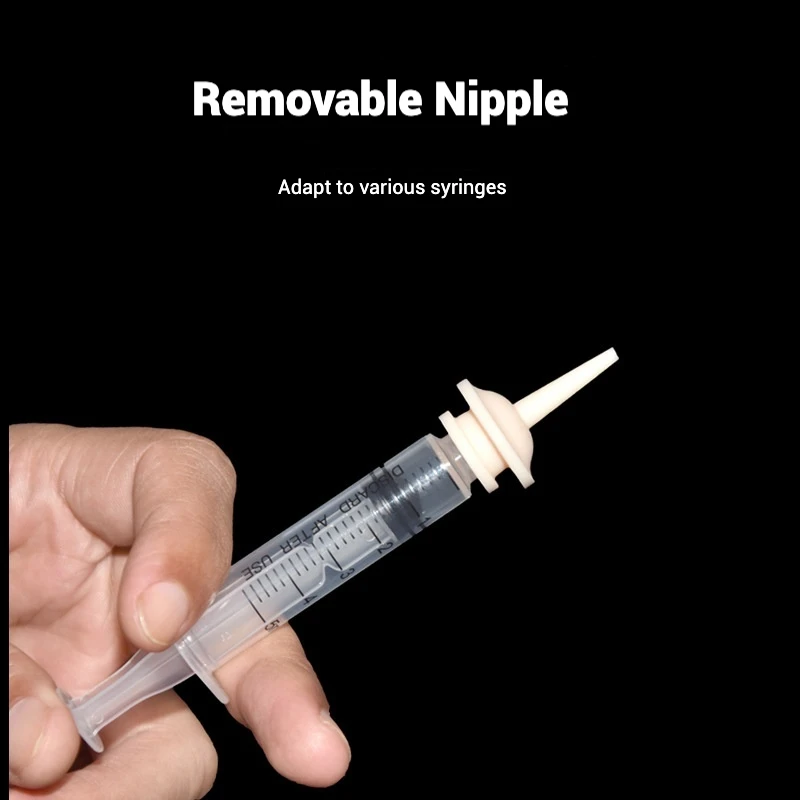 Comedero para mascotas para gatitos y cachorros recién nacidos, tetina de jeringa de silicona con jeringa de 10ml y 30ml para alimentación precisa, suministros para mascotas - imagen 2