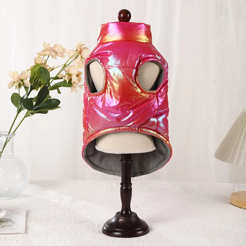 Chaleco reflectante impermeable con forro polar para mascotas, ropa cálida para perros Bichon, diseño reflectante, ropa para mascotas - imagen 4