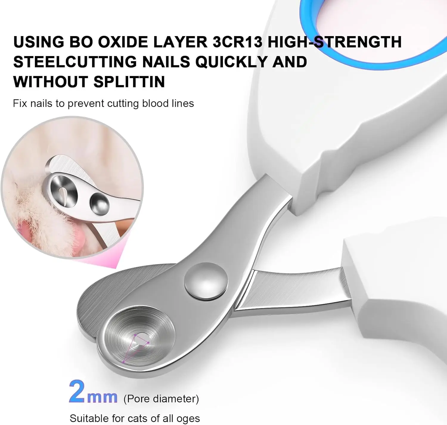 Cortauñas para gatos con orificio de corte Circular, evitan el corte, cortaúñas para mascotas, hoja en ángulo afilada, juego profesional de recortador de patas - imagen 5