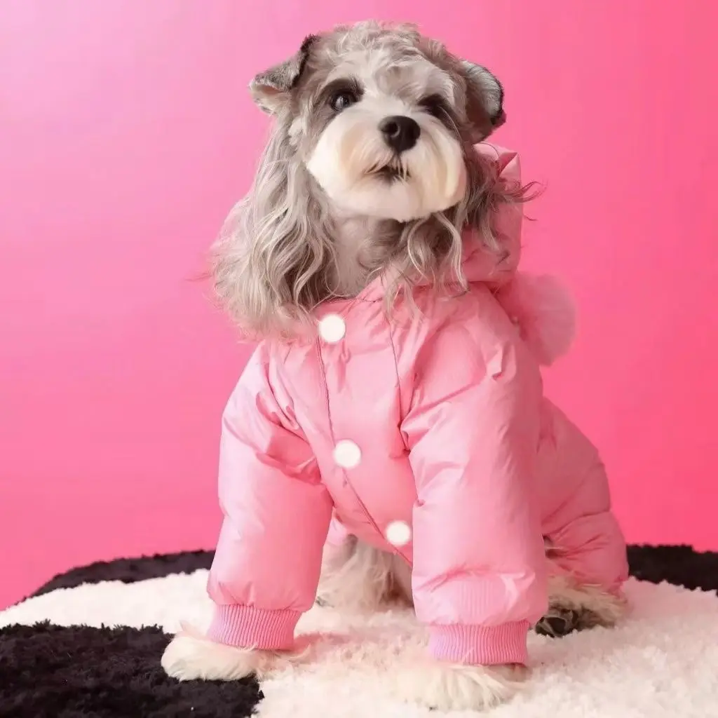 Otoño e Invierno mascota Rosa Chaqueta de algodón de cuatro patas mascota Schnauzer oso ropa para perros pequeños y medianos para perros pequeños