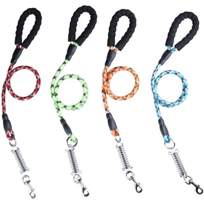 Correa de nailon con resorte para perro grande, correa de tracción a prueba de mordeduras, Asa cómoda para caminar, suministros para mascotas - imagen 2