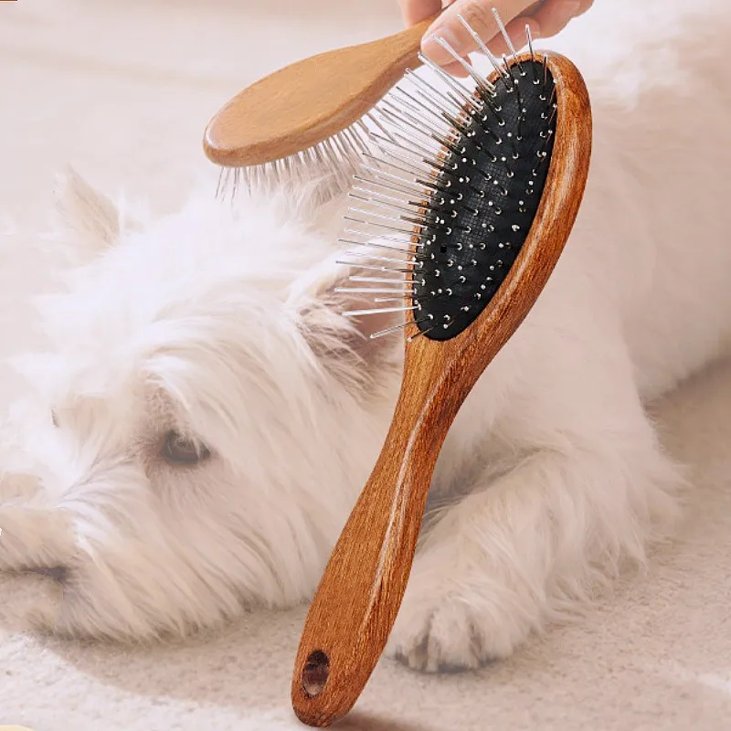 Cepillo de madera antinudo para gatos y perros – Peine suave - imagen 3