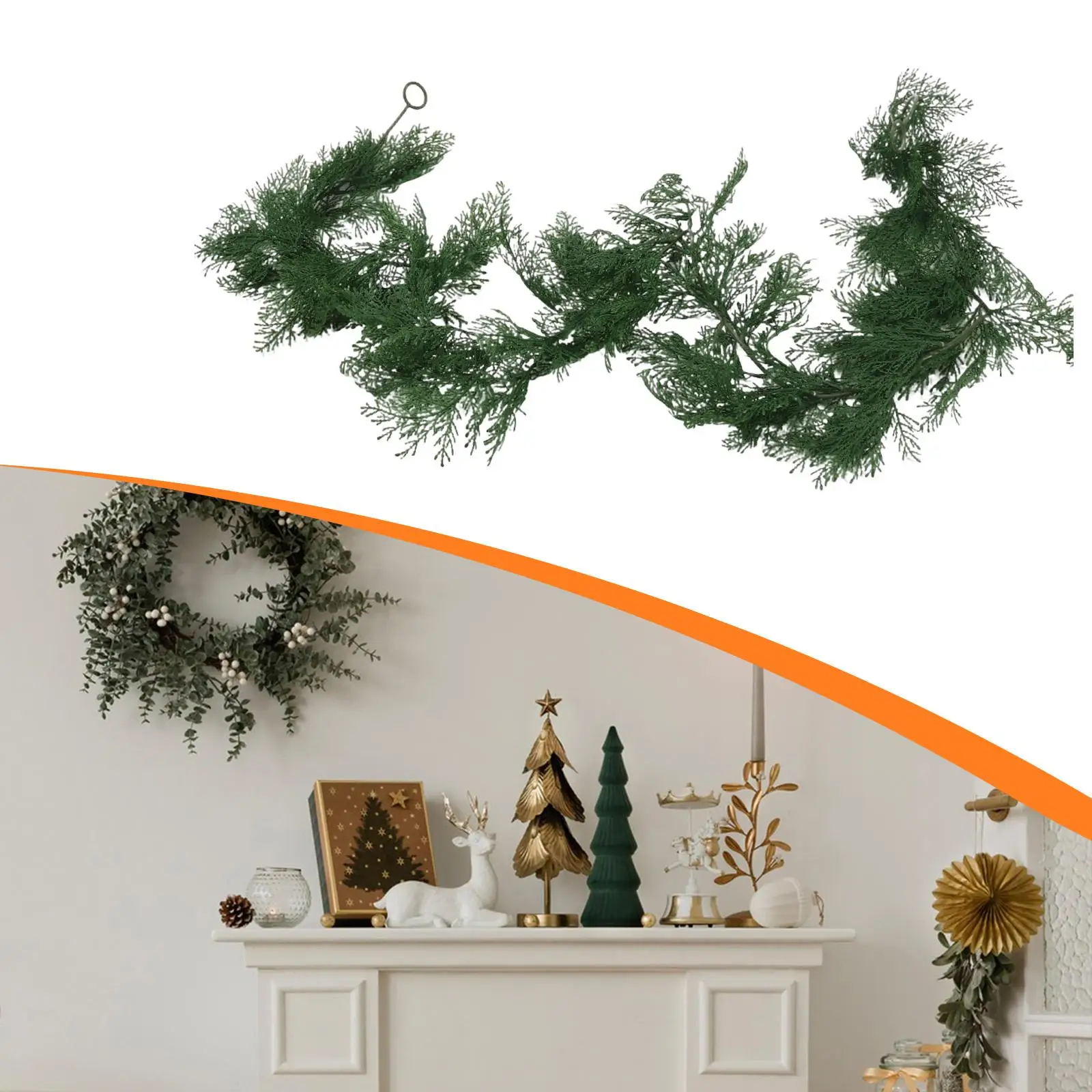 Guirnalda de pino Artificial, decoración de vid de Navidad, tacto Real, 180cm, decoración navideña para exteriores, dormitorio, escaleras, manto de fiesta