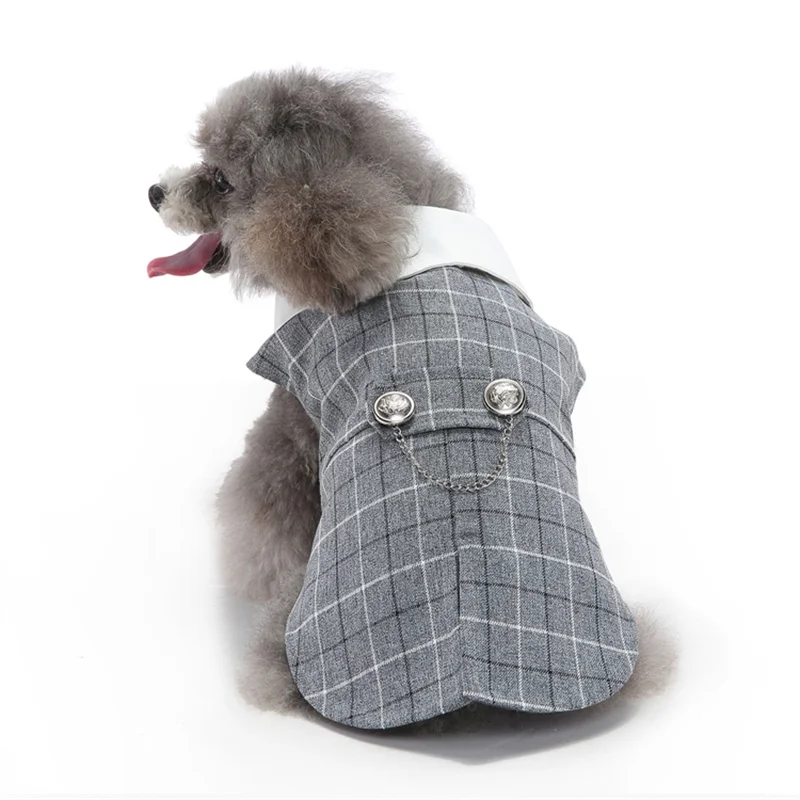 Luxuoso traje de animal de estimação masculino para cães pequenos de alta qualidade filhote de cachorro tailcoat terno vestido chihuahua maltês mascotas roupas de casamento - imagen 5