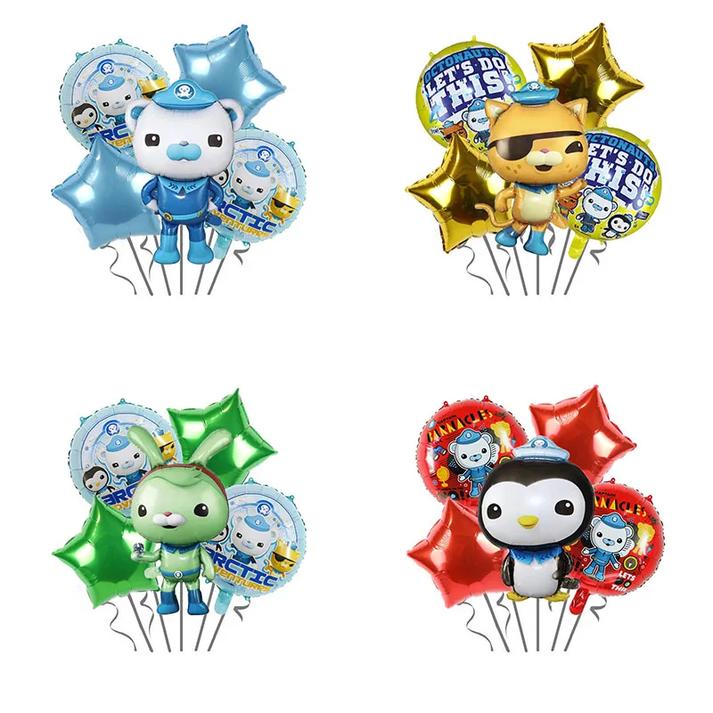 Globos de aluminio con tema de los octonautas, decoraciones para fiesta de cumpleaños para niños y niñas, adorno para habitación Kawaii, suministros para Baby Shower, 5 uds.