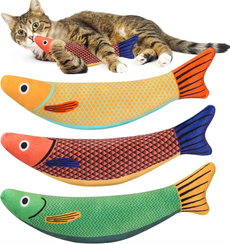 Juguete interactivo para gatos con hierba gatera y peces realistas