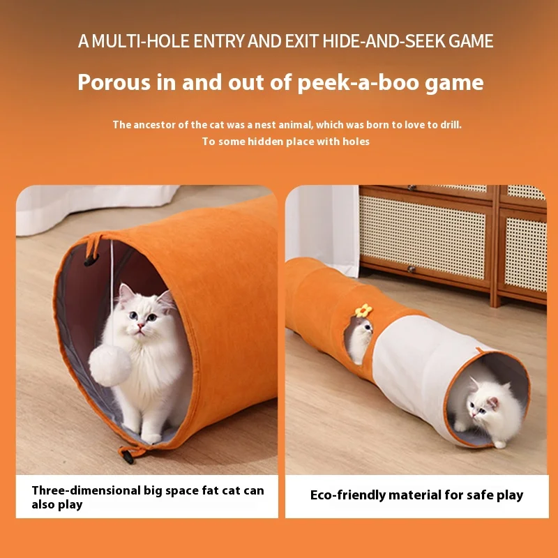 Cama tipo túnel para gatos de primera calidad, diseño híbrido de gran tamaño, puntos de acceso múltiple, apertura del orificio del árbol, tela Oxford de fácil pliegue para gatos grandes - imagen 4