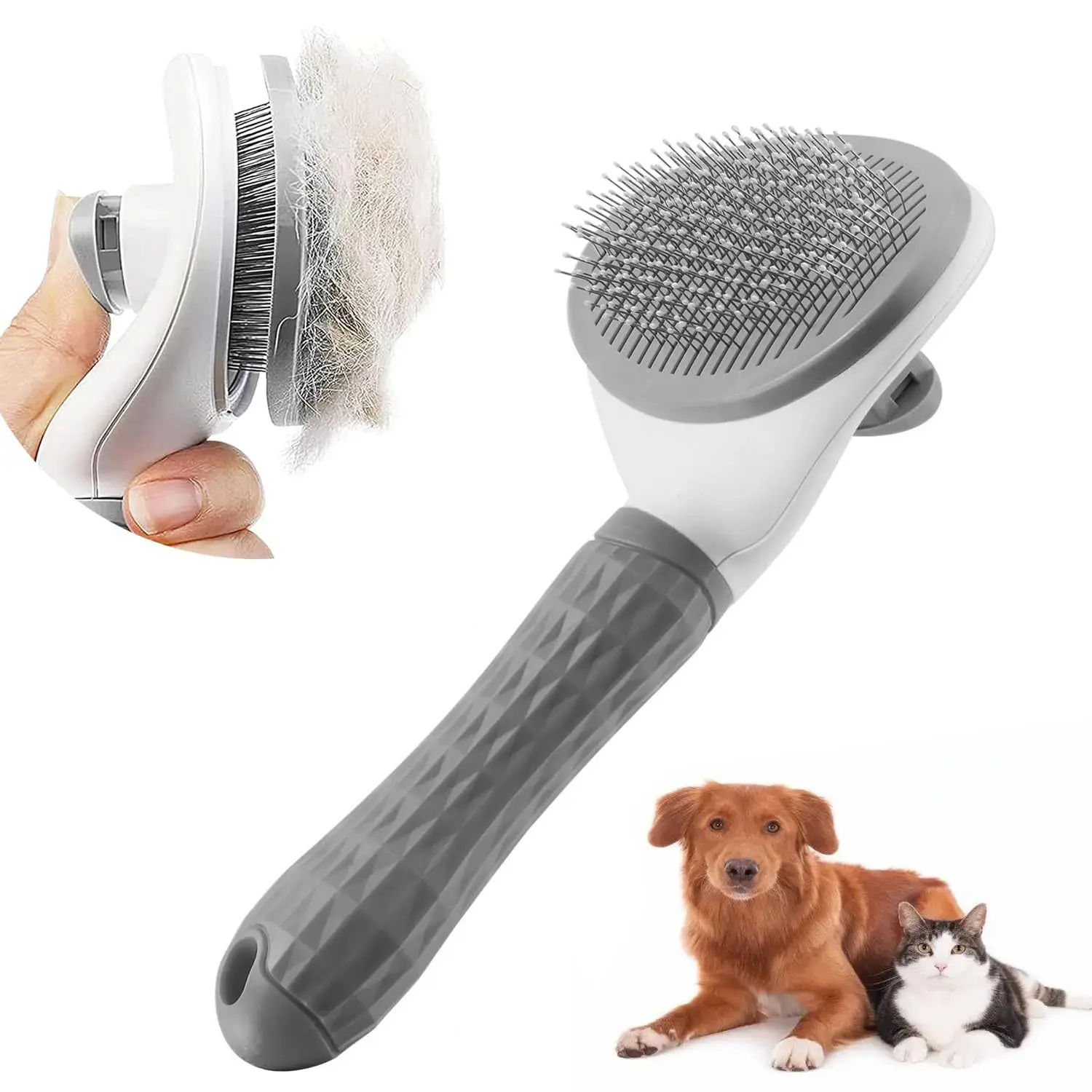 Cepillo para perros y gatos, peine autolimpiante para quitar el pelo de mascotas, herramientas de aseo para perros y gatos, peine para desmastar mascotas, accesorios para perros