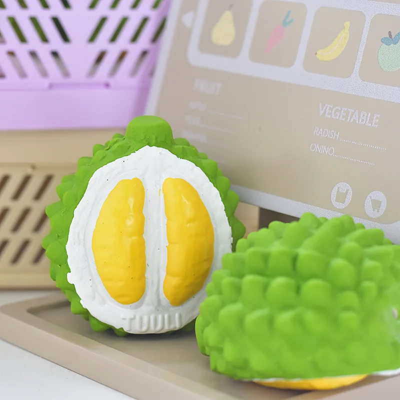 Mini juguete Durian chirriante: diseño de fruta resistente a masticar de látex natural para perros pequeños: juego interactivo para la dentición dental - imagen 2