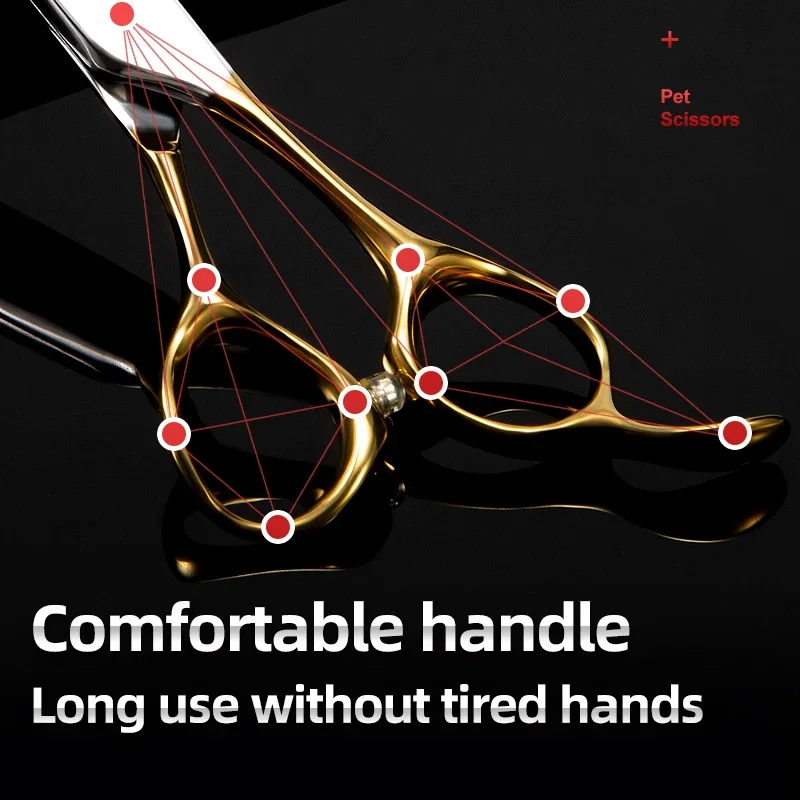 Tijeras profesionales para mascotas, mango dorado, tijeras curvas, tijeras retorcidas, juego de tijeras para el cabello para tienda de belleza para perros de peluche - imagen 5