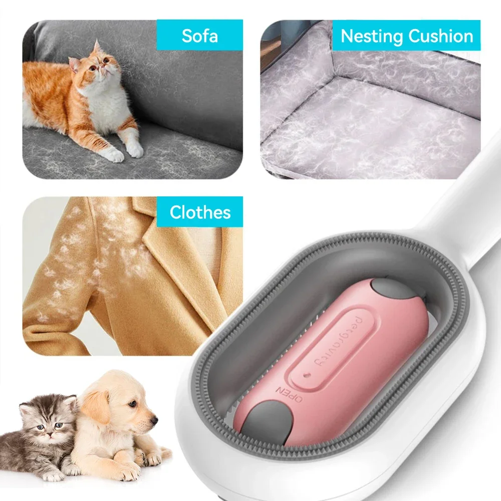 Cepillo para gatos, cepillo removedor de pelo largo para perros y gatos, peine de silicona para el cuidado de mascotas con toallita y tanque de agua, accesorios para productos para mascotas - imagen 4