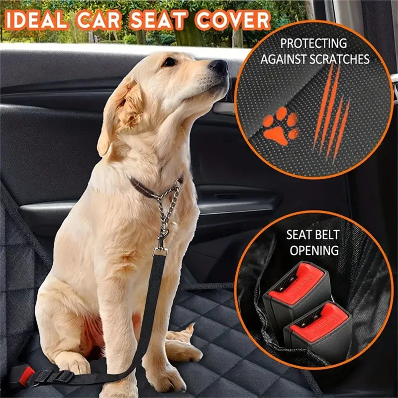 Funda de asiento de perro para asiento trasero de coche, impermeable, Protector de asiento trasero para mascotas, estera antideslizante, portador de seguridad Universal para perros de salida - imagen 2