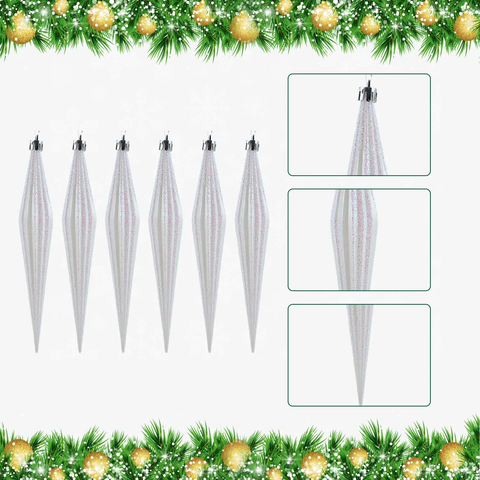 6 piezas de adorno de árbol de Navidad, decoración de corona de fiesta de nieve para el hogar, colgante de adorno - imagen 5