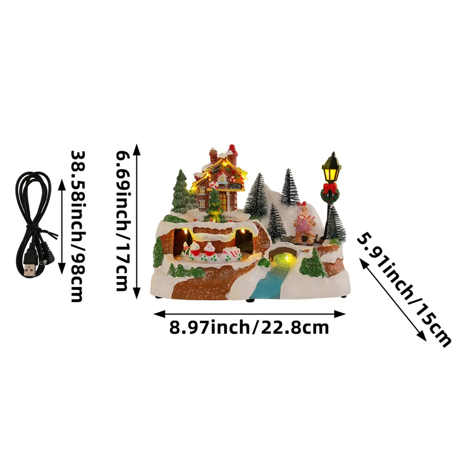 Christmas Music Box Festive Xmas Gifts Creative Resin Craft Christmas Resin Light Decoration Light up Desktop Ornament for Home