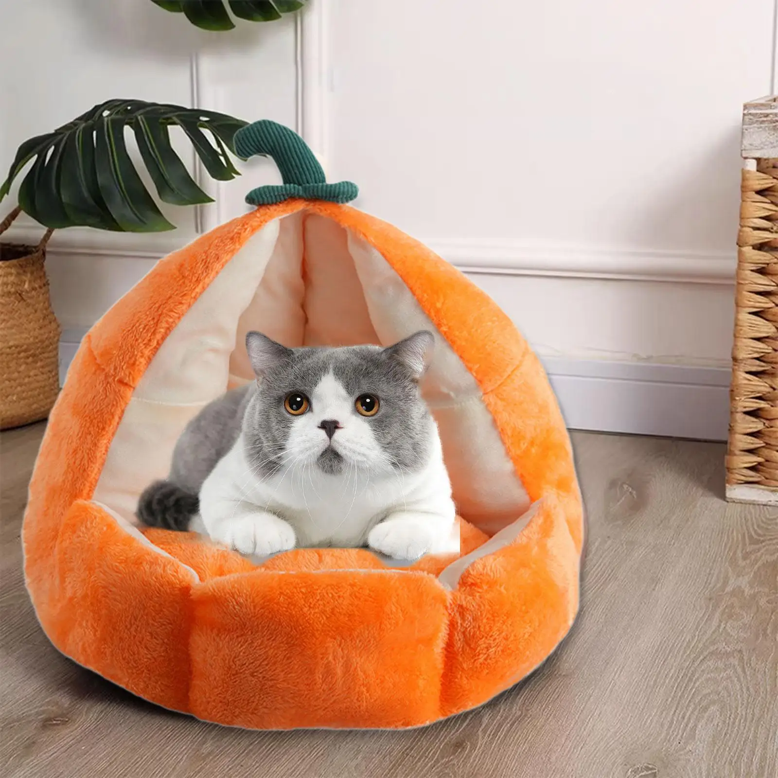 Cat House PP Cottons Orange Pet Bed for Winter Convenient Multi Purpose Removable Cushion Gifts Comfort Cat Shelter Supplies