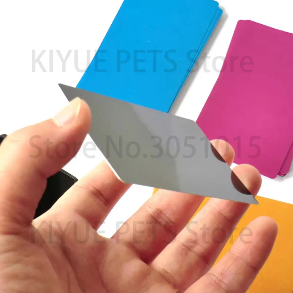 Venta al por mayor, 100 Uds., placa de nombre, tarjeta de aluminio, etiqueta de identificación de perro, tarjetas de visita de negocios de Metal grabadas con láser, etiquetas en blanco, negro y plateado - imagen 4