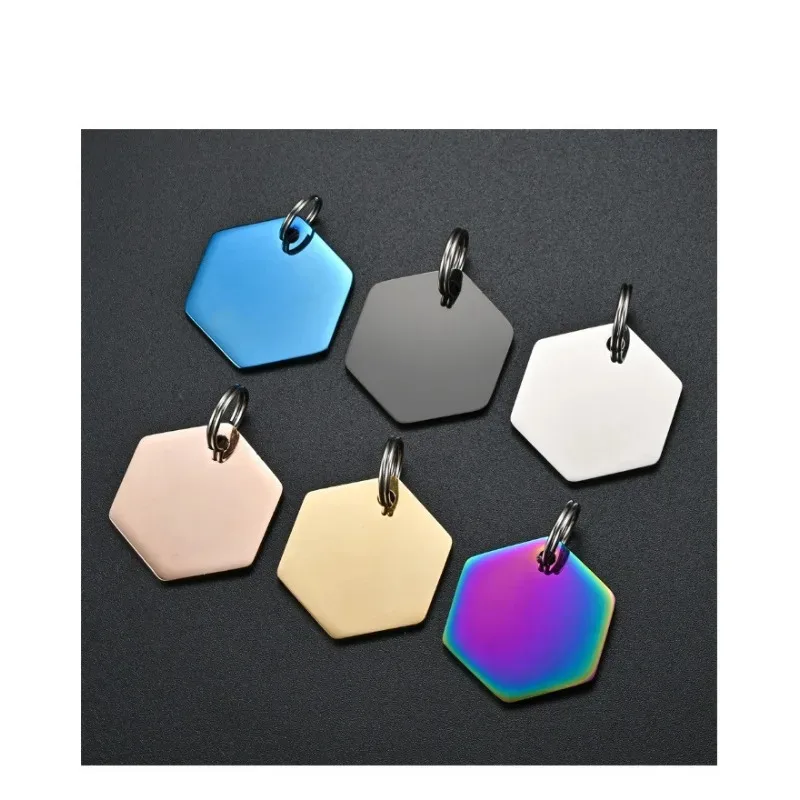 Etiqueta colgante Hexagonal de acero inoxidable para perro, etiqueta de identificación con nombre personalizado, placa de identificación personalizada, regalo antipérdida, adecuada para perros pequeños, 1 ud. - imagen 2