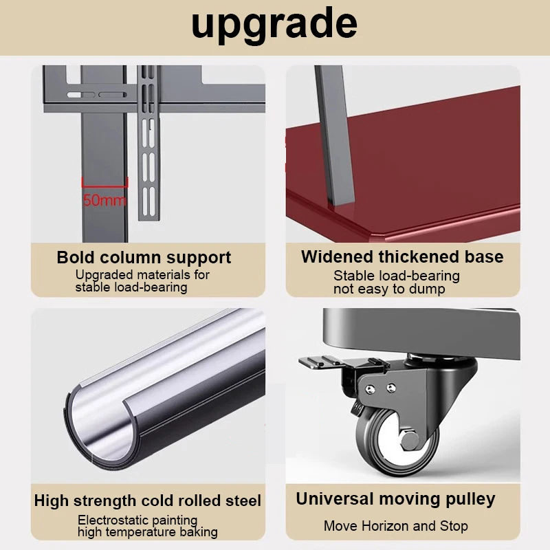 Soporte para TV móvil, carrito para TV con ruedas inclinable con estante multimedia y ruedas de bloqueo, se adapta a televisores de 32 a 65 pulgadas, capacidad para hasta 110 libras, máx. VESA 600x400 m - imagen 5