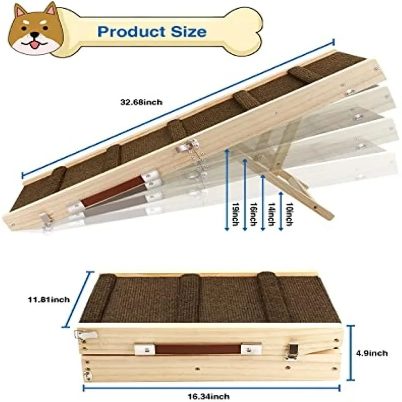Rampa plegable para perros – Altura ajustable para cama o sofá - imagen 2