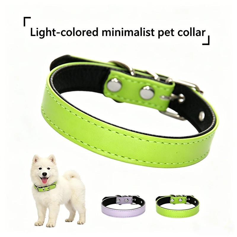 Collar de cuero acolchado transpirable para perros y gatos cómodo - imagen 5