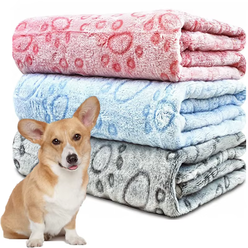 Manta suave y esponjosa para mascotas, manta de franela con estampado de pata de perro, estera para mascotas, manta cálida y cómoda adecuada para gatos y perros, Toalla de baño