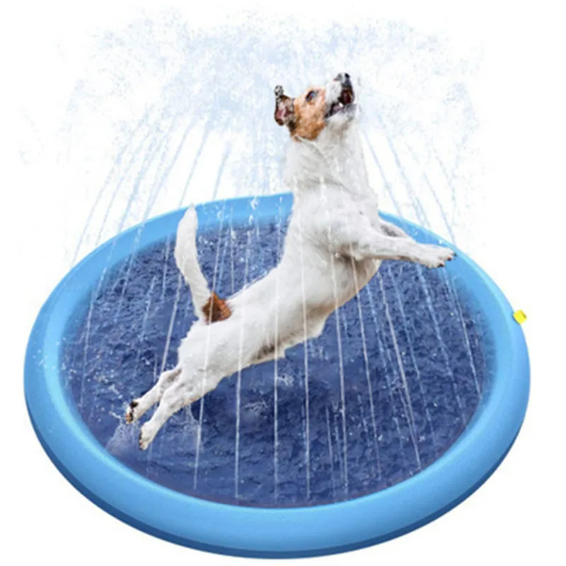 Piscina inflable con aspersor de agua para mascotas, colchoneta de refrigeración para exteriores, juguete interactivo para perros, 170x170cm - imagen 4