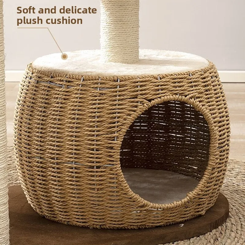 Árbol para gatos de madera maciza, árbol grande para dormir para gatos, cabina transparente, torre para gatitos, accesorios de juguete para mascotas, poste rascador para siesta para gatos - imagen 5