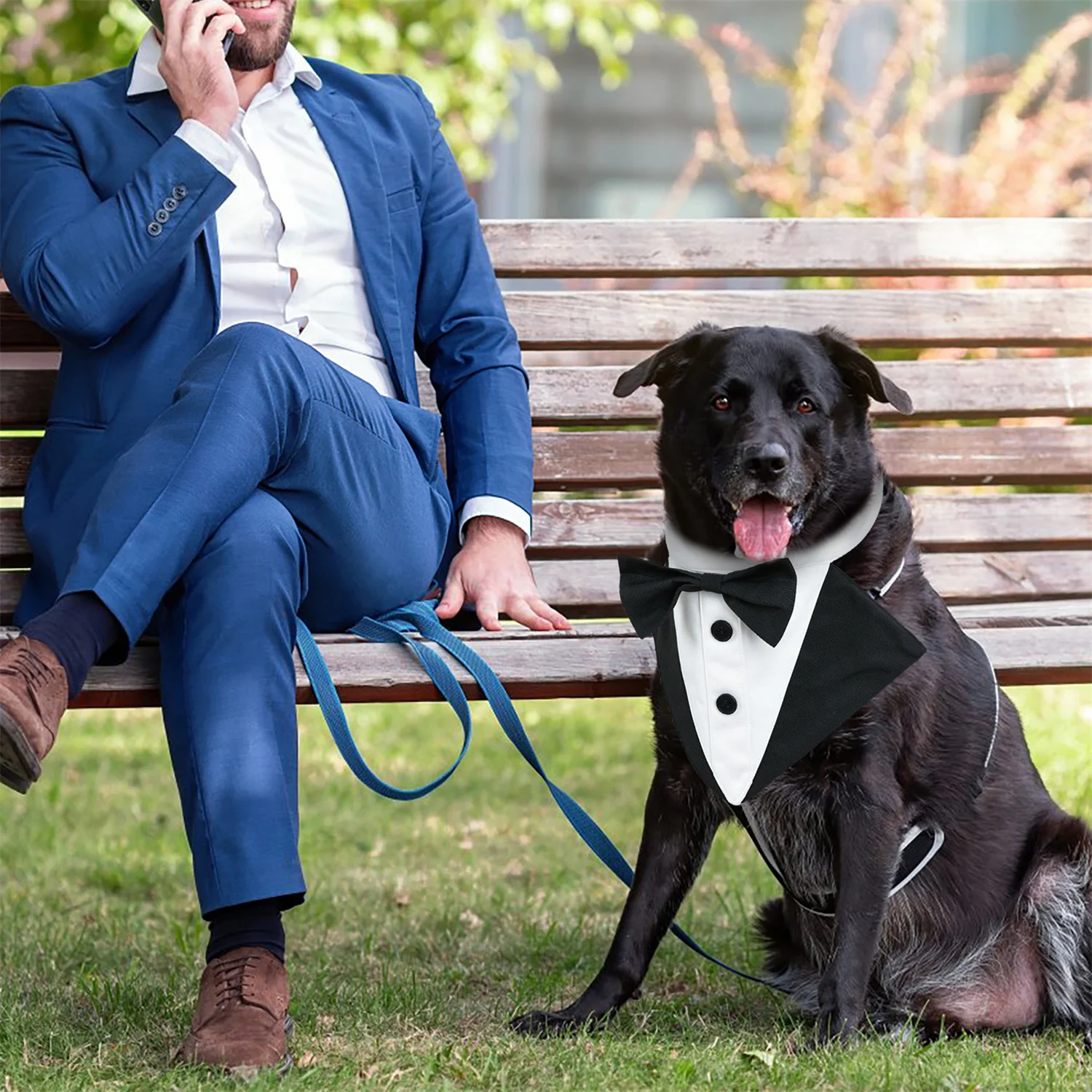 Bandana para perro para boda, vestido Formal ajustable para perro masculino, Bandana con bonito lazo, esmoquin para mascotas para perros pequeños, medianos y grandes, fiesta de cumpleaños - imagen 5