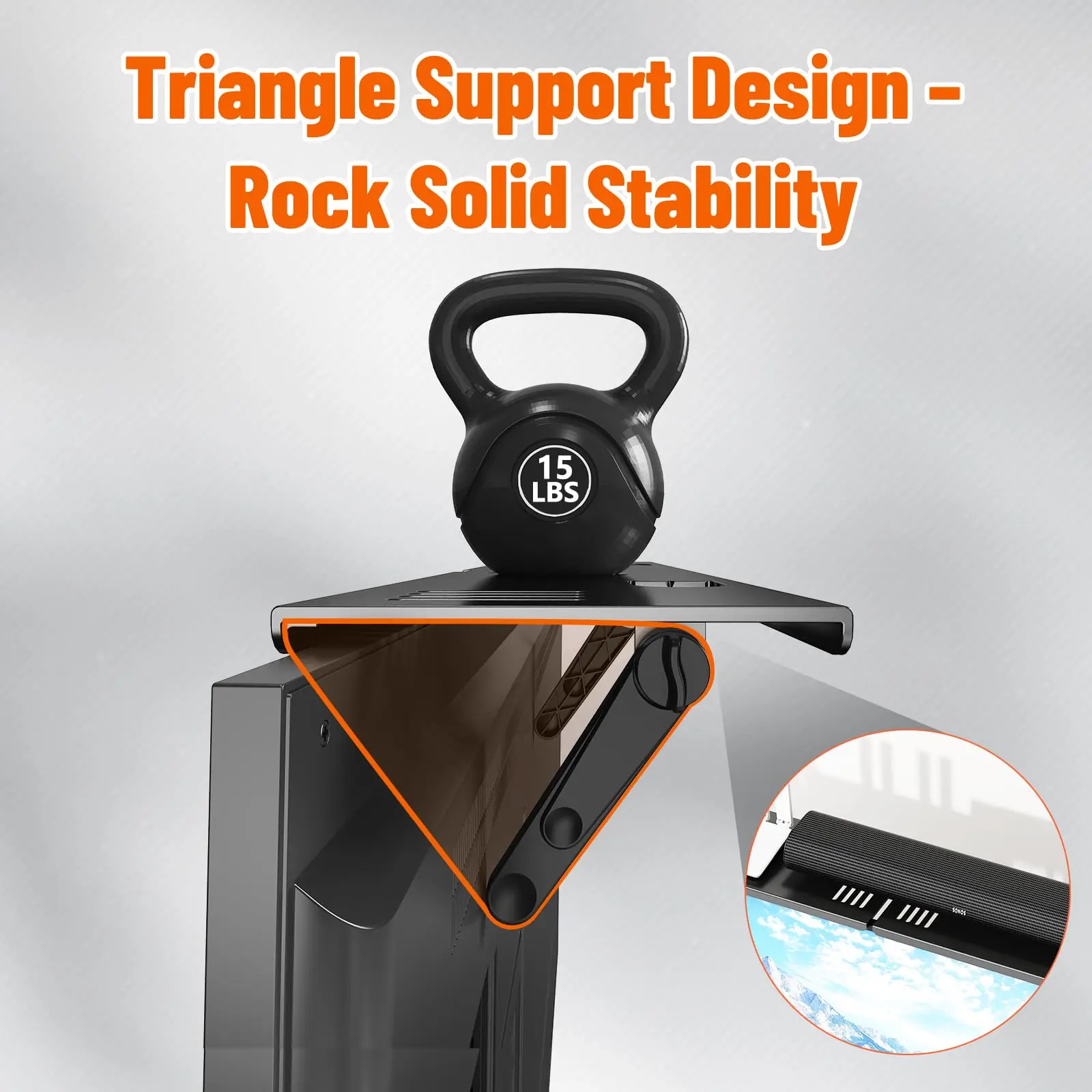 Soporte pared TV sin perforar – compatible barra sonido - imagen 3
