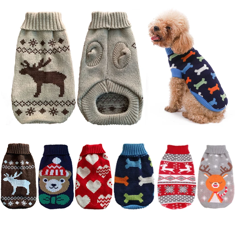 Suéter tejido para perros con diseño adorable y cálido para invierno