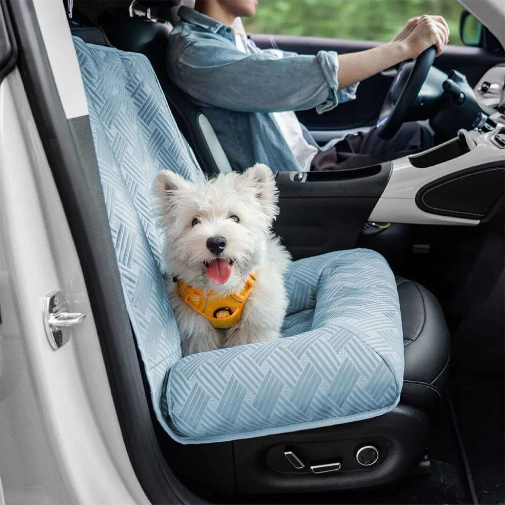 Estera para mascotas para coche, estera para asiento de seguridad para coche, cama para mascotas con autorrefrigeración de verano, estera para coche fresca de verano, estera para mascotas desmontable y lavable, azul
