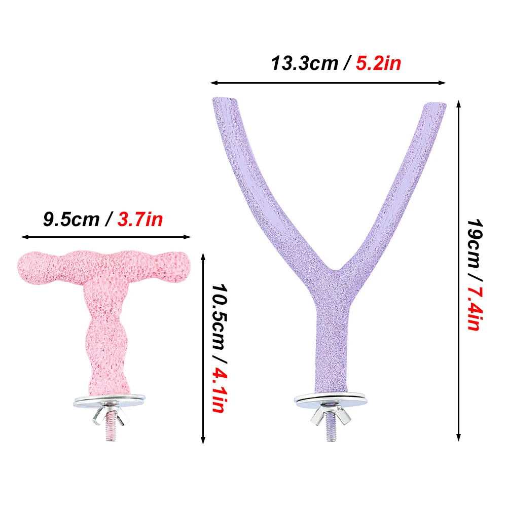 Palo de pie de resina en forma de Y/T para pájaros, juguete para masticar para animales pequeños, loros, rechinar dientes y garra, columpio colgante, suministros, 1 ud. - imagen 3