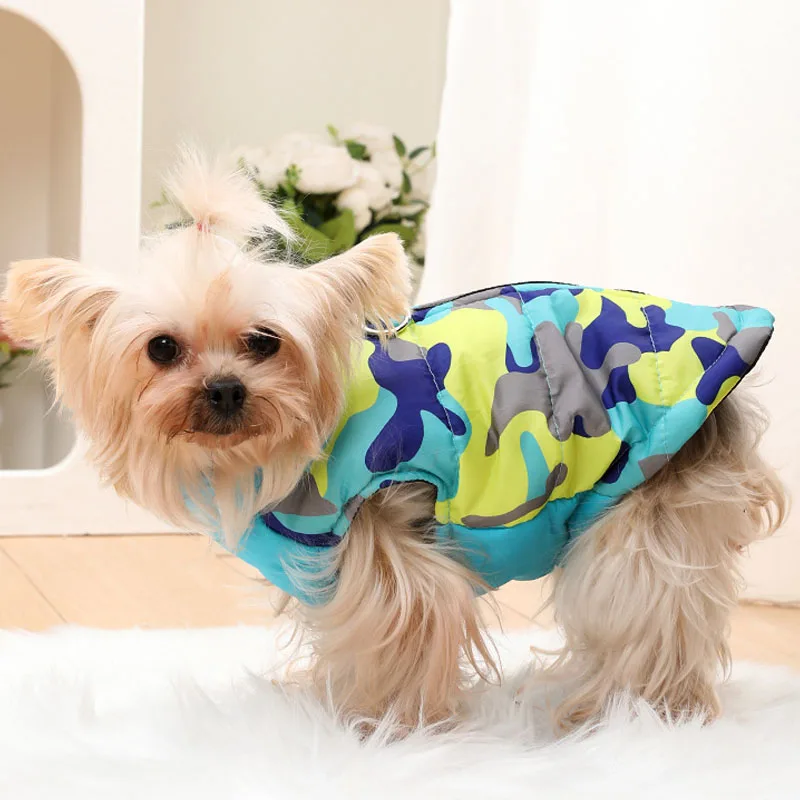 Ropa cálida para perros, disfraz de camuflaje de invierno, chaqueta acolchada para perros pequeños, perro salchicha, Chiwawa, cachorro, gatito, chaqueta, traje de esquí