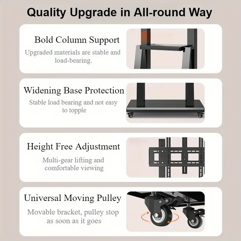 Soporte para TV móvil, carrito rodante para TV con ruedas para LED plano/curvo/LCD/OLED de 32-75 pulgadas, soporte para TV de suelo portátil con plataforma con orificios - imagen 4