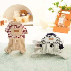 Mono de punto con bolsillo para mascotas, conjunto de una sola capa, monos bonitos para mascotas, pantalones de cuatro patas, ropa para cachorros, pijama, ropa para perros pequeños