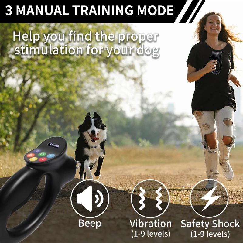Collar de entrenamiento para perros, resistente al agua, automático, antiladridos, 3300 pies, con Control remoto de ladridos, Collar de entrenamiento de golpes para perros - imagen 2
