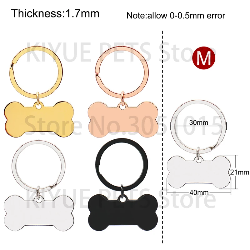 Placa redonda de acero inoxidable para mascotas, Collar con colgante personalizado, accesorios para mascotas, 20 unidades por juego - imagen 3