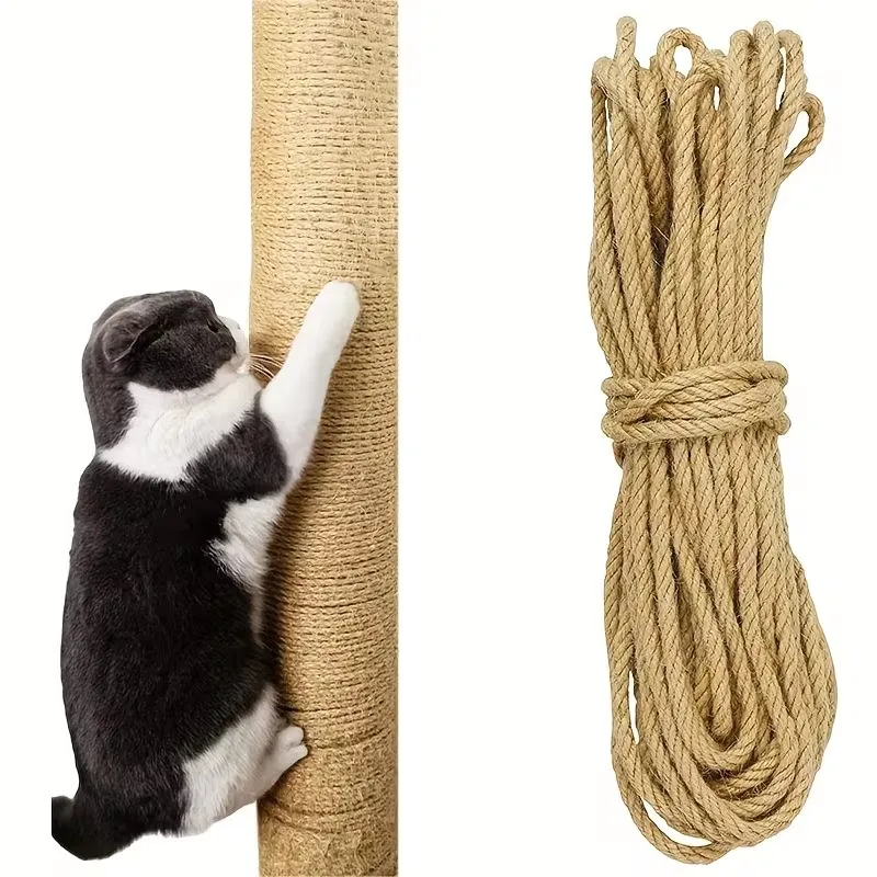 Cuerda de Sisal Natural para rascar gatos, cuerda para rascar árboles, juguete artesanal, garra para pata, Protector de muebles, poste rascador, accesorios para gatos Natur - imagen 4