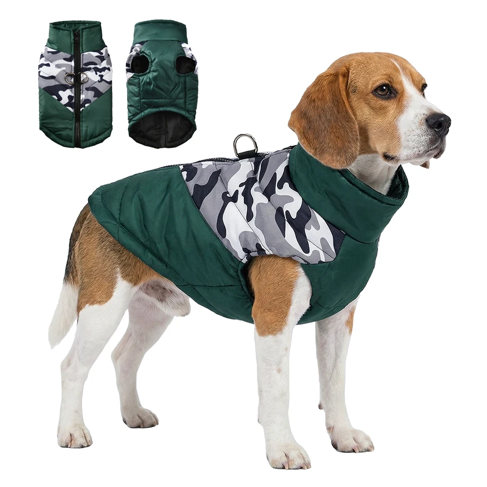 Ropa de invierno para mascotas, chaqueta cálida a prueba de viento para perros pequeños y medianos, trajes con estampado de camuflaje para gatos, disfraz de Pug Chihuahua