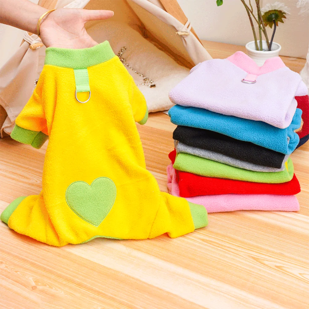 Pyjama à motif d'amour pour petits chiens, salopette sourire pour chiens, combinaison chaude pour chiot, nouveaux vêtements pour animaux de compagnie, hiver - imagen 5