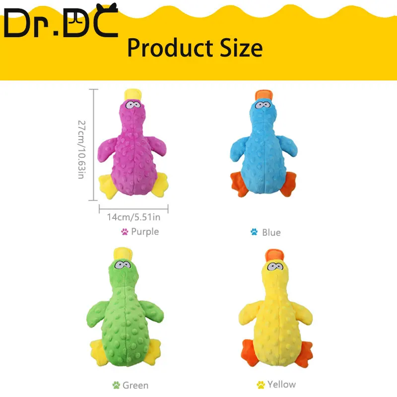 Dr.DC-pato de peluche para perros, juguetes chirriantes para masticar, adecuado para mascotas pequeñas y medianas, suministros populares para mascotas - imagen 4