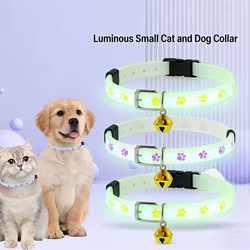 Collar LED con cascabel para perros y gatos, brilla en oscuridad