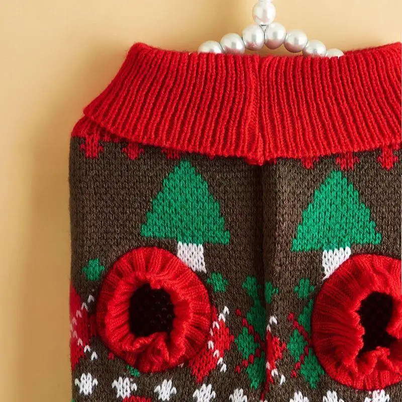 Pet Christmas Sweater Knitted Sweater Mid High Neck Warm Diamond Grid Pattern Comfortable Pet Dog Autumn and Winter Clothes - imagen 4