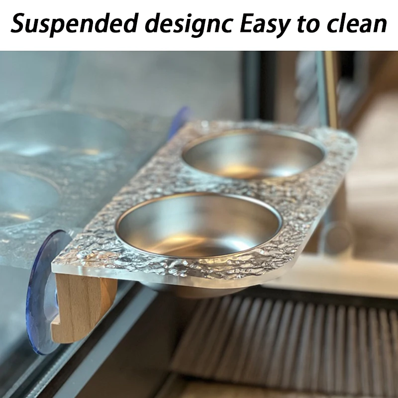 Estante para cuencos para gatos montado en la pared, estante para cuencos para beber de acero inoxidable suspendido, cuencos de agua para alimentación de perros, productos para mascotas - imagen 5